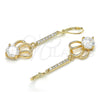 Arete Largo 02.210.0177 Oro Laminado, con Blanca Zirconia Cubica, Pulido, Tono Dorado
