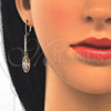 Arete Largo 02.210.0182 Oro Laminado, con Blanca Zirconia Cubica, Pulido, Tono Dorado