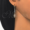 Arete Largo 02.210.0182 Oro Laminado, con Blanca Zirconia Cubica, Pulido, Tono Dorado
