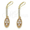Arete Largo 02.210.0182 Oro Laminado, con Blanca Zirconia Cubica, Pulido, Tono Dorado
