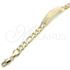 Pulsera con Placa 03.168.0022.09 Oro Laminado, Pulido, Tono Dorado (09 MM Thickness, 9 Inches Length)