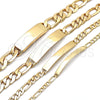 Pulsera con Placa 03.168.0022.09 Oro Laminado, Pulido, Tono Dorado (09 MM Thickness, 9 Inches Length)