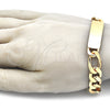 Pulsera con Placa 03.168.0023.09 Oro Laminado, Pulido, Tono Dorado (12 MM Thickness, 9 Inches Length)
