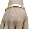 Pulsera con Placa 03.168.0023.09 Oro Laminado, Pulido, Tono Dorado (12 MM Thickness, 9 Inches Length)
