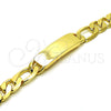Pulsera con Placa 03.168.0023.09 Oro Laminado, Pulido, Tono Dorado (12 MM Thickness, 9 Inches Length)