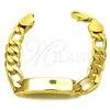 Pulsera con Placa 03.168.0023.09 Oro Laminado, Pulido, Tono Dorado (12 MM Thickness, 9 Inches Length)