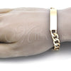 Pulsera con Placa 03.168.0024.09 Oro Laminado, Pulido, Tono Dorado (09 MM Thickness, 9 Inches Length)