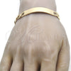 Pulsera con Placa 03.168.0024.09 Oro Laminado, Pulido, Tono Dorado (09 MM Thickness, 9 Inches Length)