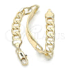 Pulsera con Placa 03.168.0024.09 Oro Laminado, Pulido, Tono Dorado (09 MM Thickness, 9 Inches Length)