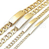 Pulsera con Placa 03.168.0024.09 Oro Laminado, Pulido, Tono Dorado (09 MM Thickness, 9 Inches Length)