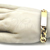 Pulsera con Placa 03.168.0025.09 Oro Laminado, Pulido, Tono Dorado (12 MM Thickness, 9 Inches Length)