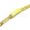 Pulsera con Placa 03.168.0025.09 Oro Laminado, Pulido, Tono Dorado (12 MM Thickness, 9 Inches Length)