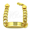 Pulsera con Placa 03.168.0025.09 Oro Laminado, Pulido, Tono Dorado (12 MM Thickness, 9 Inches Length)