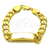 Pulsera con Placa 03.168.0025.09 Oro Laminado, Pulido, Tono Dorado (12 MM Thickness, 9 Inches Length)