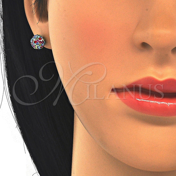 Arete Dormilona 02.332.0042.10 Plata Rodinada, con Cristal Multicolor, Pulido, Rodinado
