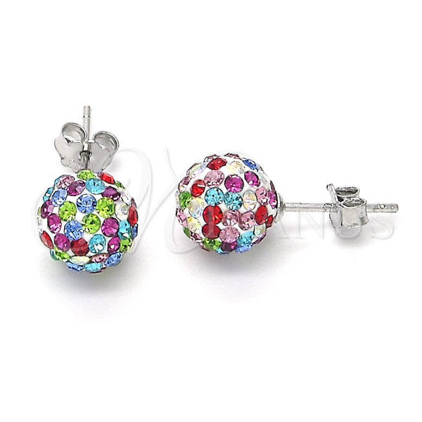 Arete Dormilona 02.332.0042.10 Plata Rodinada, con Cristal Multicolor, Pulido, Rodinado
