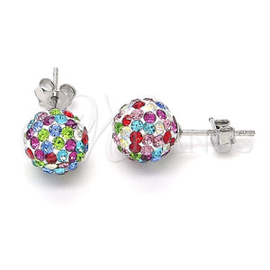 Arete Dormilona 02.332.0042.10 Plata Rodinada, con Cristal Multicolor, Pulido, Rodinado