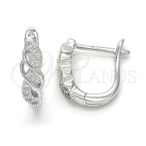 Argolla Huggie 02.332.0003.12 Plata Rodinada, con Micro Pave Blanca, Pulido, Rodinado