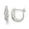 Argolla Huggie 02.332.0003.12 Plata Rodinada, con Micro Pave Blanca, Pulido, Rodinado