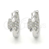 Argolla Huggie 02.332.0007.15 Plata Rodinada, Diseño de Mariposa, con Micro Pave Blanca, Pulido, Rodinado