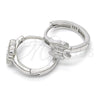 Argolla Huggie 02.332.0007.15 Plata Rodinada, Diseño de Mariposa, con Micro Pave Blanca, Pulido, Rodinado