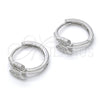 Argolla Huggie 02.332.0007.15 Plata Rodinada, Diseño de Mariposa, con Micro Pave Blanca, Pulido, Rodinado