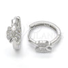 Argolla Huggie 02.332.0007.15 Plata Rodinada, Diseño de Mariposa, con Micro Pave Blanca, Pulido, Rodinado