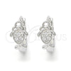 Argolla Huggie 02.332.0008.15 Plata Rodinada, Diseño de Tortuga, con Micro Pave Blanca y Zirconia Cubica Blanca, Pulido, Rodinado