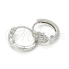 Argolla Huggie 02.332.0008.15 Plata Rodinada, Diseño de Tortuga, con Micro Pave Blanca y Zirconia Cubica Blanca, Pulido, Rodinado