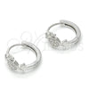 Argolla Huggie 02.332.0008.15 Plata Rodinada, Diseño de Tortuga, con Micro Pave Blanca y Zirconia Cubica Blanca, Pulido, Rodinado