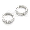 Argolla Huggie 02.332.0009.15 Plata Rodinada, con Zirconia Cubica Blanca, Pulido, Rodinado