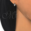 Argolla Huggie 02.332.0011.12 Plata Rodinada, Diseño de Mariposa, con Micro Pave Blanca, Pulido, Rodinado