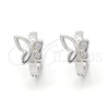 Argolla Huggie 02.332.0011.12 Plata Rodinada, Diseño de Mariposa, con Micro Pave Blanca, Pulido, Rodinado