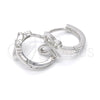 Argolla Huggie 02.332.0011.12 Plata Rodinada, Diseño de Mariposa, con Micro Pave Blanca, Pulido, Rodinado