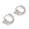 Argolla Huggie 02.332.0011.12 Plata Rodinada, Diseño de Mariposa, con Micro Pave Blanca, Pulido, Rodinado
