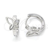 Argolla Huggie 02.332.0011.12 Plata Rodinada, Diseño de Mariposa, con Micro Pave Blanca, Pulido, Rodinado