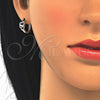 Argolla Huggie 02.332.0012.15 Plata Rodinada, Diseño de Corazón, con Micro Pave Blanca, Pulido, Rodinado