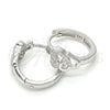 Argolla Huggie 02.332.0012.15 Plata Rodinada, Diseño de Corazón, con Micro Pave Blanca, Pulido, Rodinado