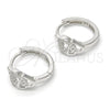 Argolla Huggie 02.332.0012.15 Plata Rodinada, Diseño de Corazón, con Micro Pave Blanca, Pulido, Rodinado