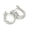 Argolla Huggie 02.332.0016.12 Plata Rodinada, Diseño de Oja, con Zirconia Cubica Blanca, Pulido, Rodinado