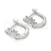 Argolla Huggie 02.332.0016.12 Plata Rodinada, Diseño de Oja, con Zirconia Cubica Blanca, Pulido, Rodinado