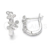 Argolla Huggie 02.332.0016.12 Plata Rodinada, Diseño de Oja, con Zirconia Cubica Blanca, Pulido, Rodinado