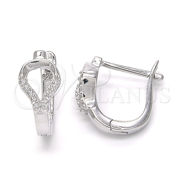Argolla Huggie 02.332.0017.12 Plata Rodinada, con Micro Pave Blanca, Pulido, Rodinado