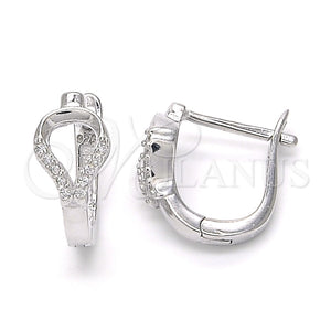 Argolla Huggie 02.332.0017.12 Plata Rodinada, con Micro Pave Blanca, Pulido, Rodinado