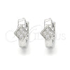 Argolla Huggie 02.332.0020.12 Plata Rodinada, con Micro Pave Blanca, Pulido, Rodinado