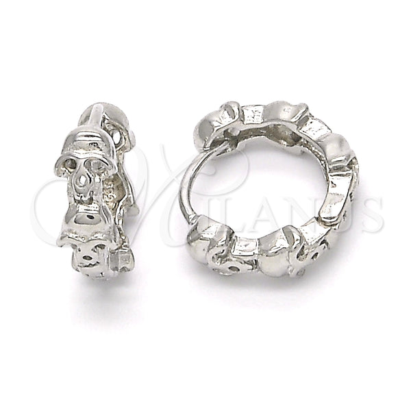 Argolla Huggie 02.332.0025.12 Plata Rodinada, Diseño de Calavera, Pulido, Rodinado