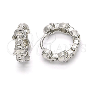 Argolla Huggie 02.332.0025.12 Plata Rodinada, Diseño de Calavera, Pulido, Rodinado