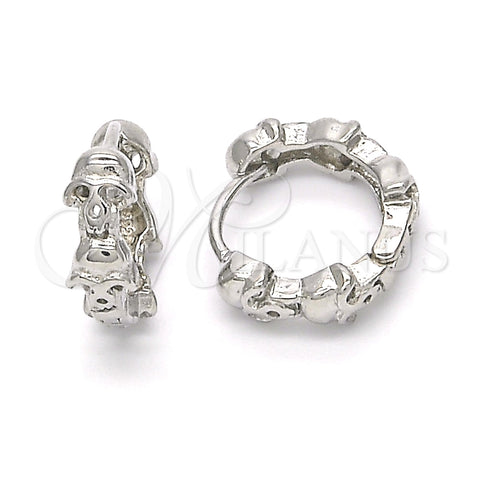 Argolla Huggie 02.332.0025.12 Plata Rodinada, Diseño de Calavera, Pulido, Rodinado