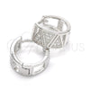 Argolla Huggie 02.332.0030.12 Plata Rodinada, con Blanca Micro Pave, Pulido, Rodinado