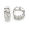 Argolla Huggie 02.332.0030.12 Plata Rodinada, con Blanca Micro Pave, Pulido, Rodinado